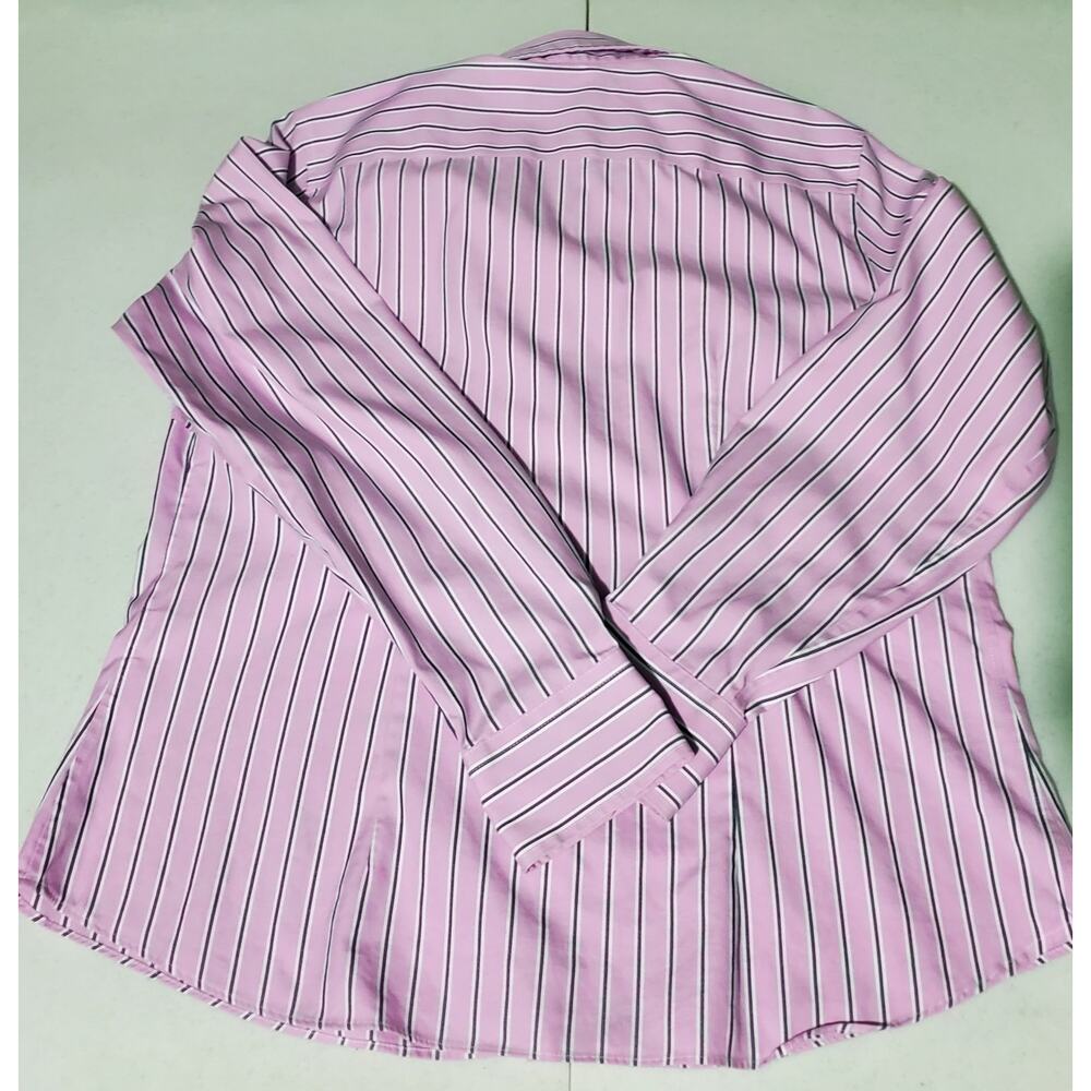 Lands End Women's Pink Striped Long Sleeve Button Up Shirt Size 10P Preppy Work - Picture 6 of 7